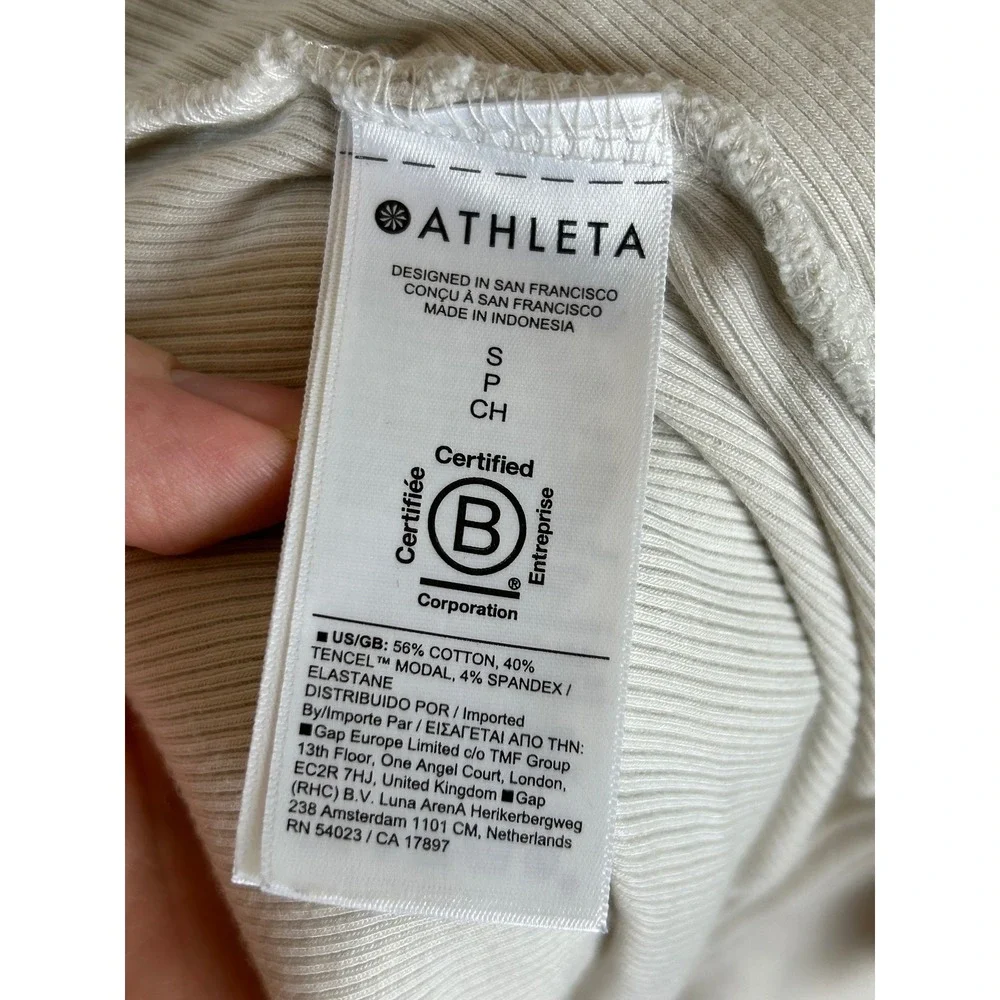 Athleta Presence Cocoon Wrap Cardigan Bone White Ribbed Pockets Small 415704